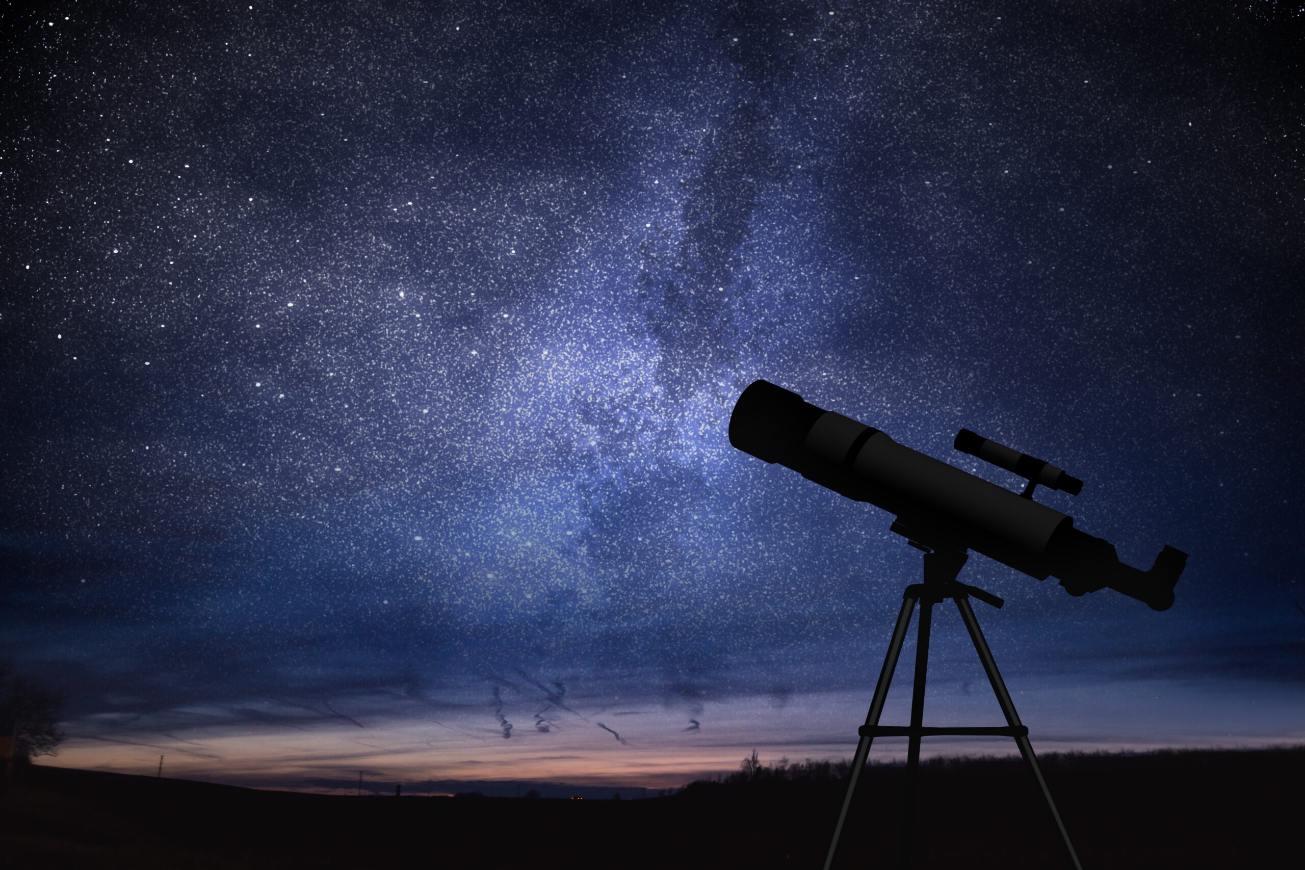 Astronomy telescope and night sky
